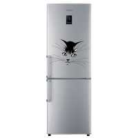 Фото: Виниловая черно белая наклейка на холодильник Кот